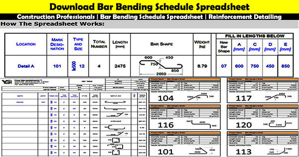Download Bar Bending Schedule Spreadsheet